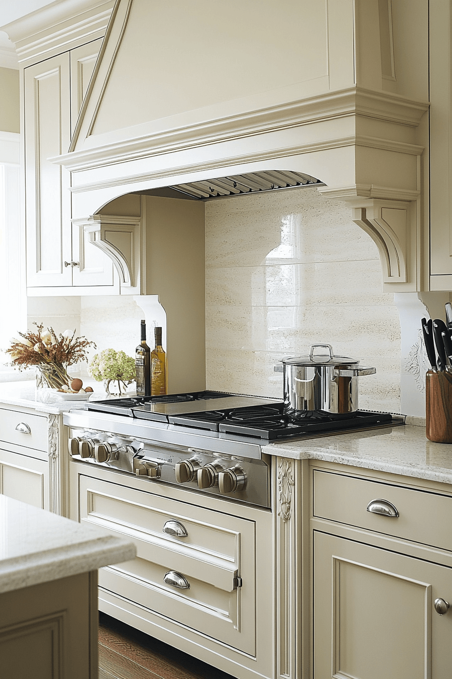 beige kitchen cabinets