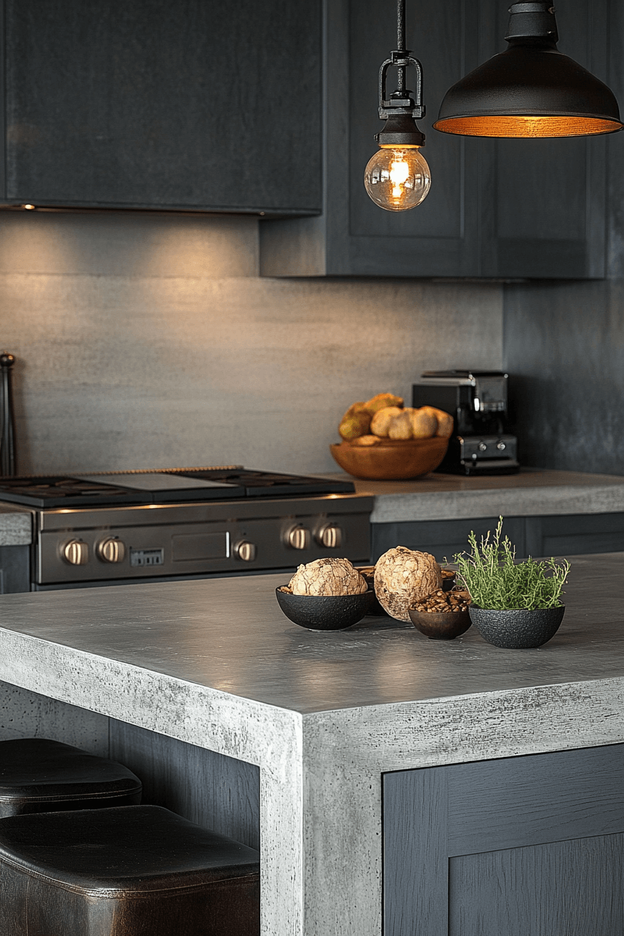 Industrial Concrete Light Gray Kitchen Cabinets light gray kitchen cabinets