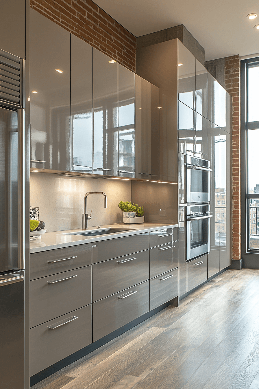 greige kitchen cabinets