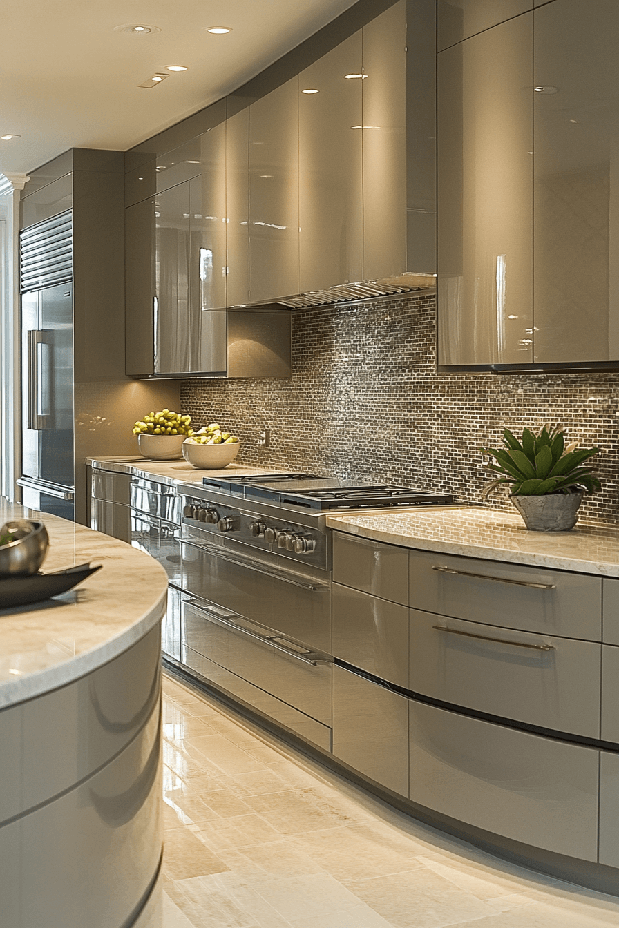 greige kitchen cabinets