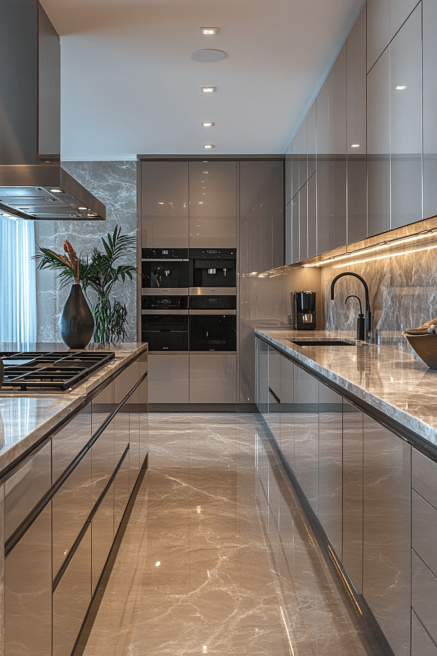 greige kitchen cabinets