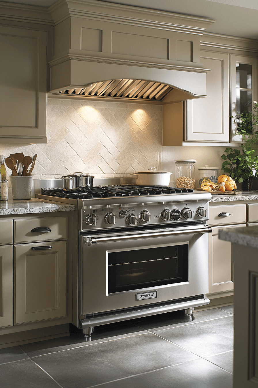 greige kitchen cabinets
