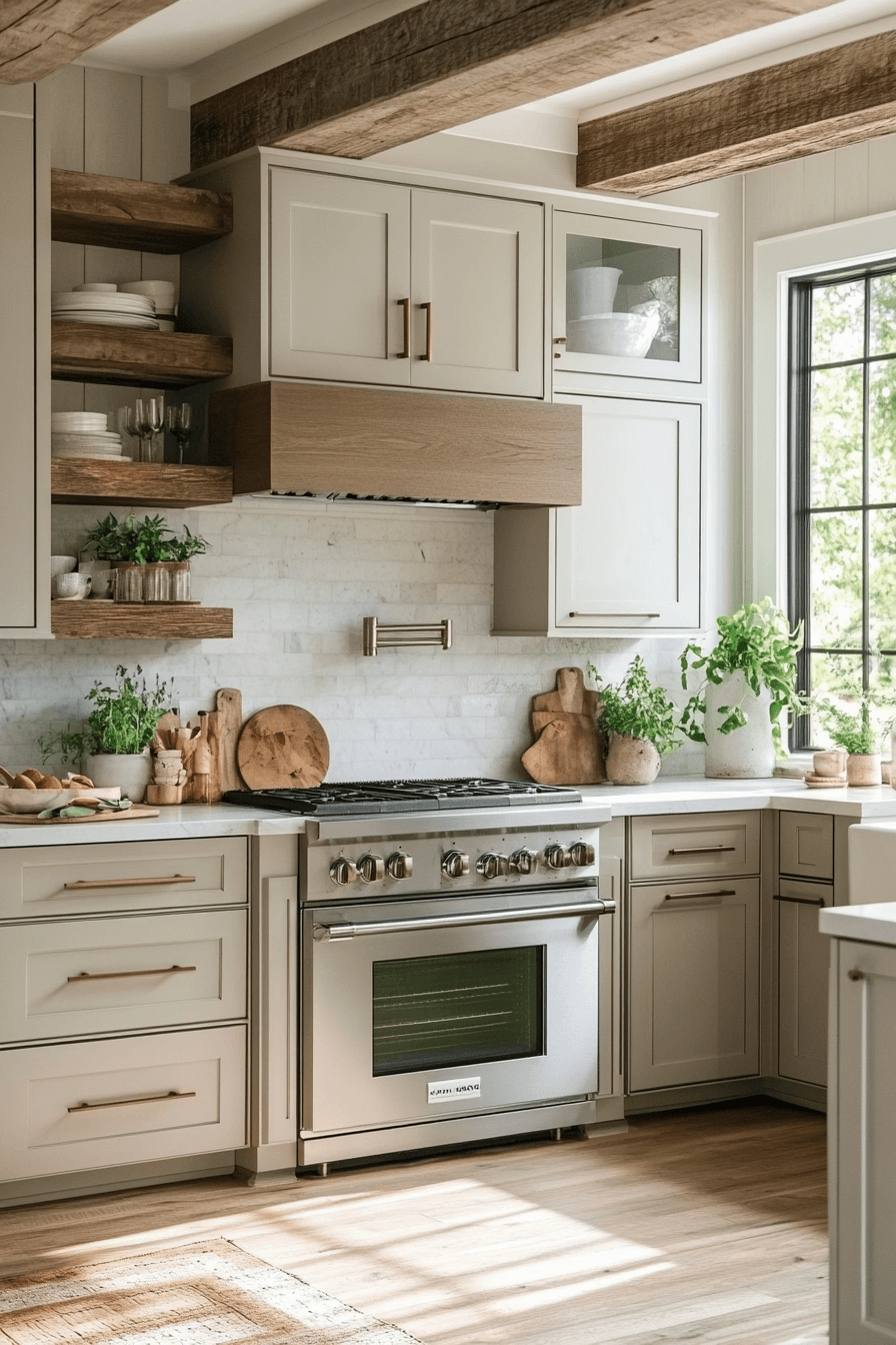 greige kitchen cabinets
