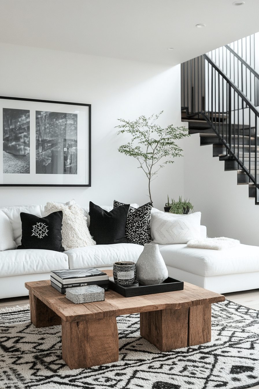 black and white living room decor