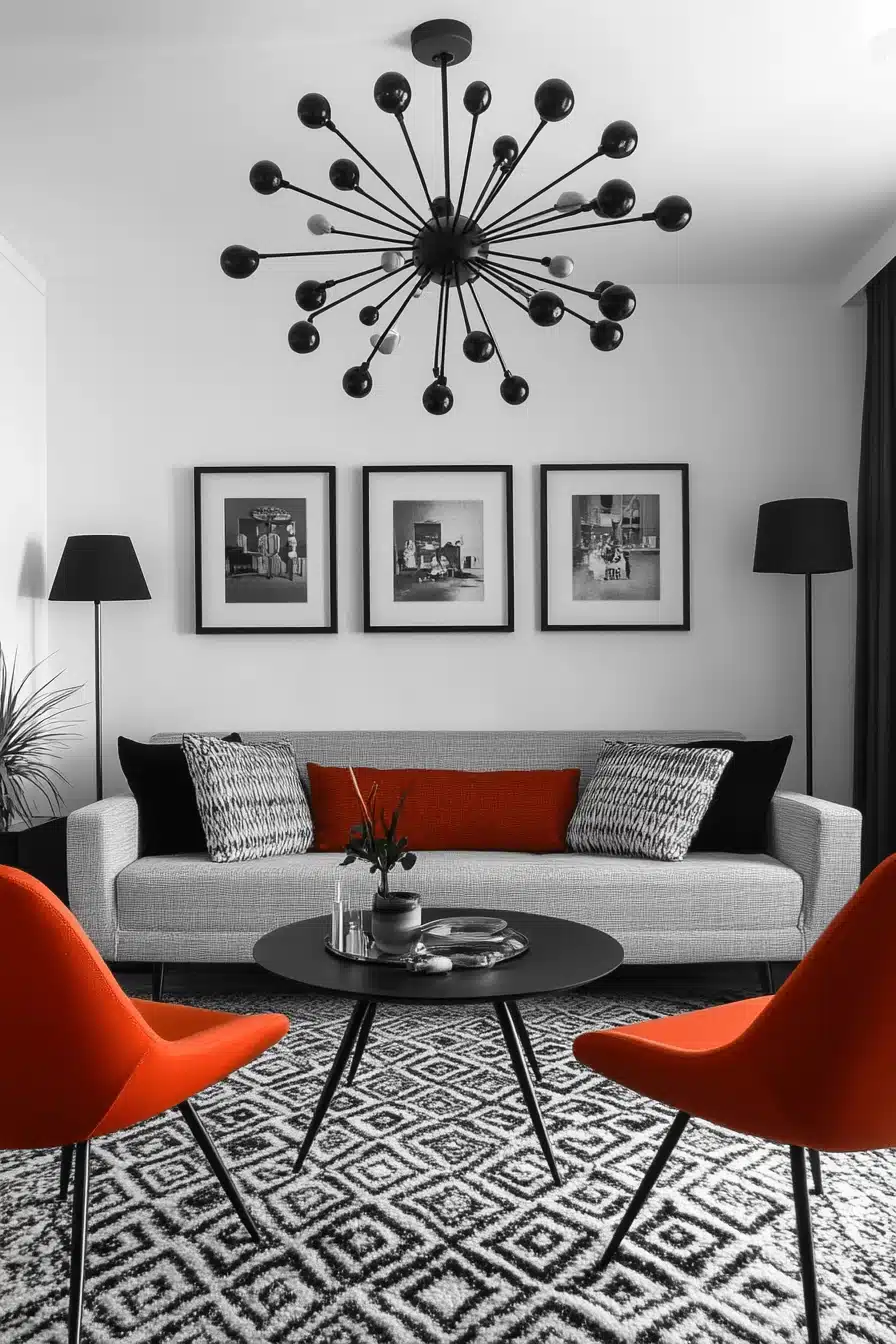 black and white living room decor