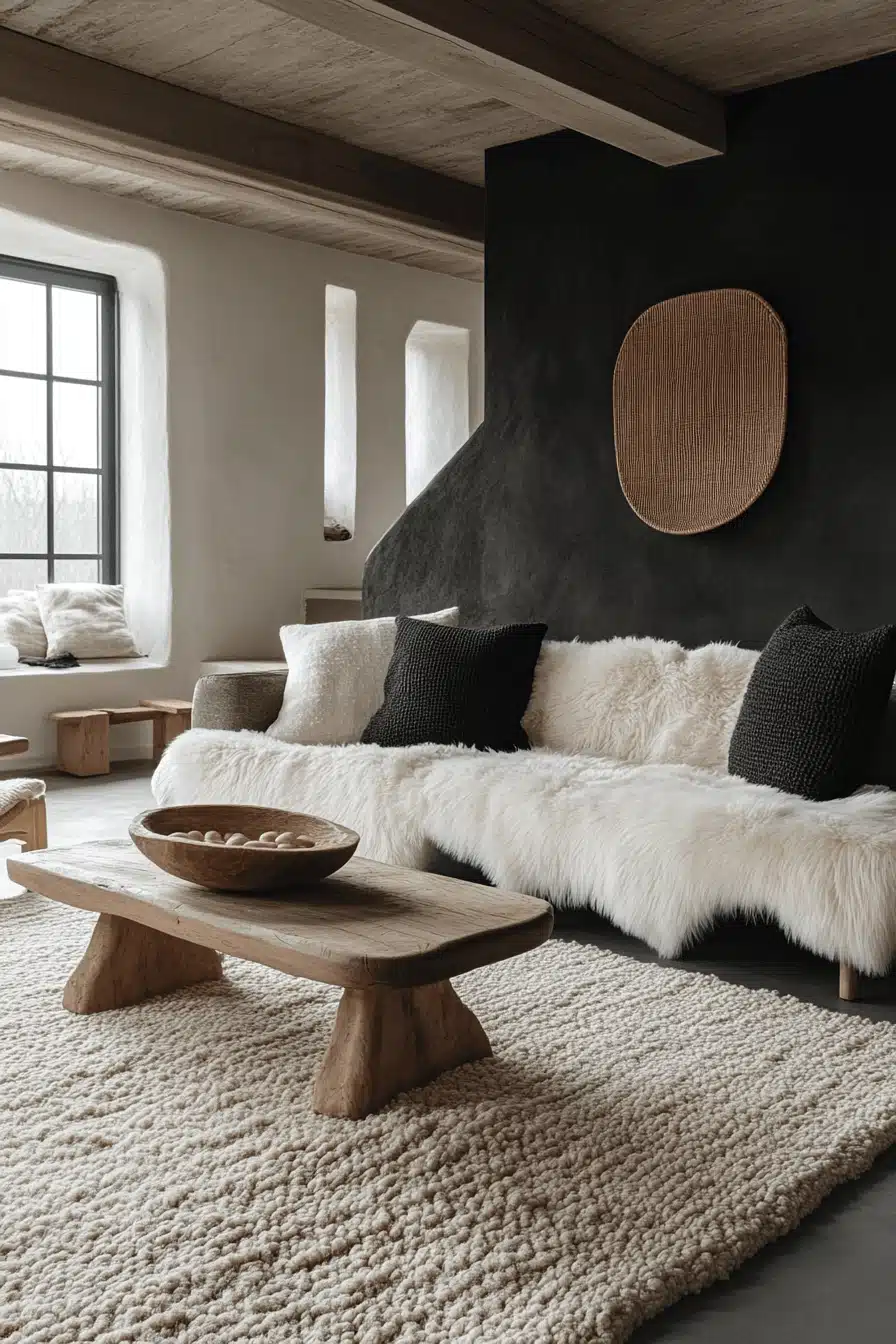 black and white living room decor