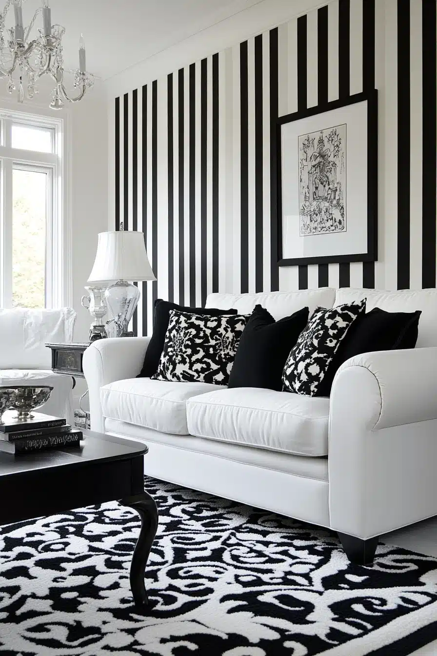 black and white living room decor