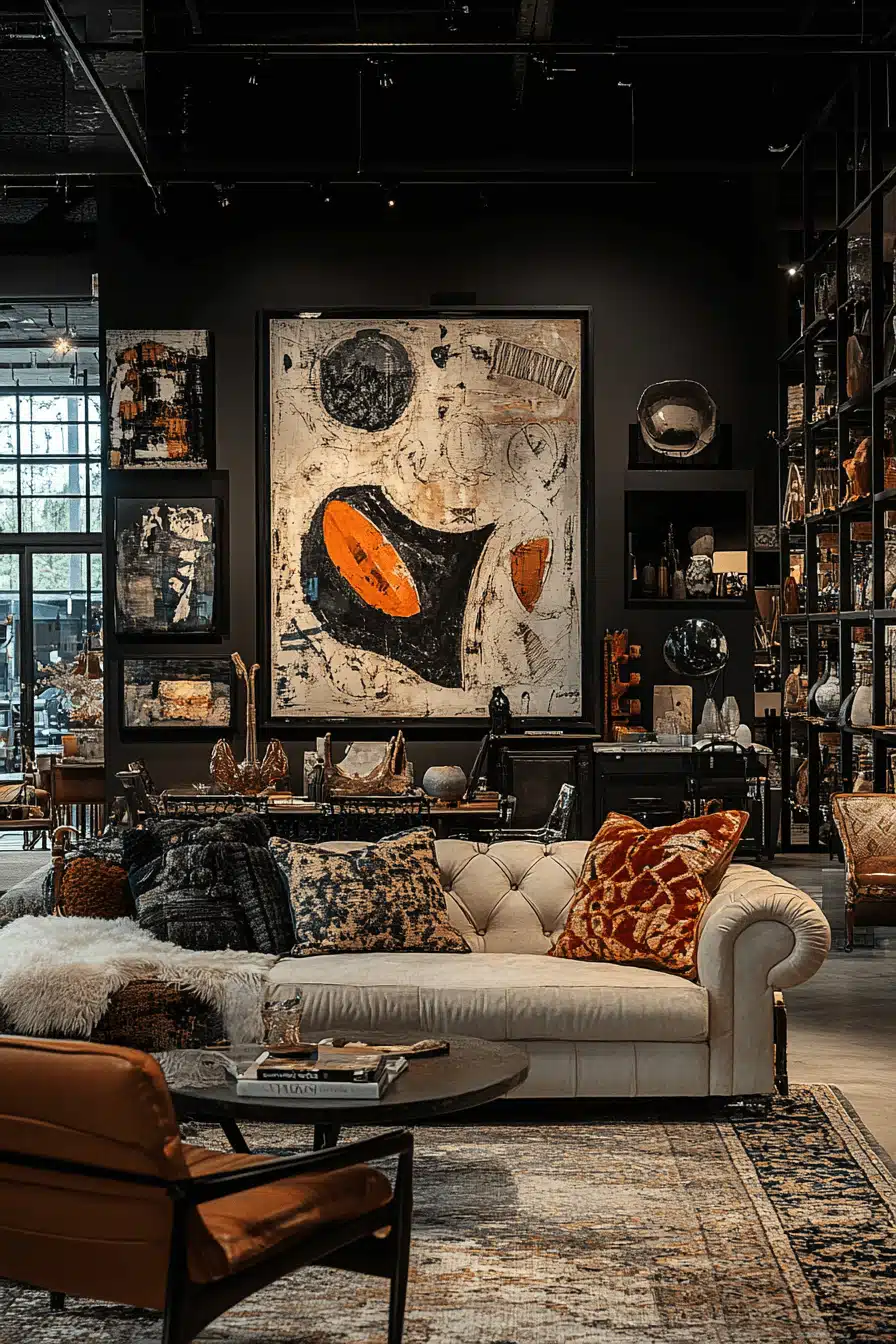 black and white living room decor