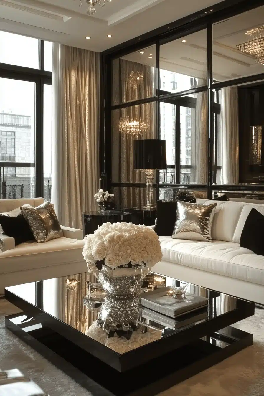 black and white living room decor