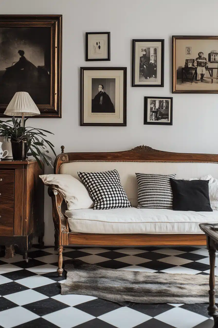 black and white living room decor