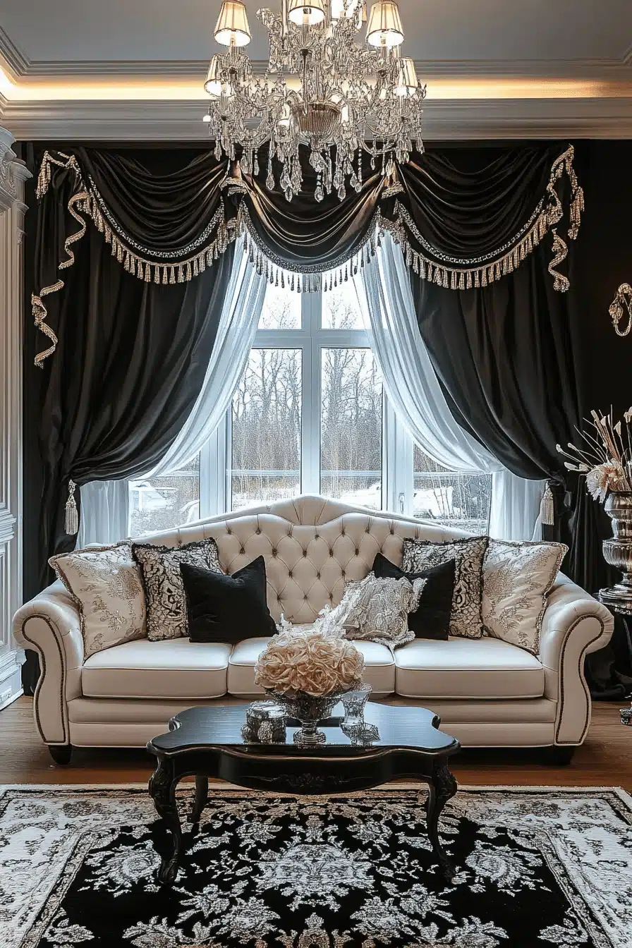 black and white living room decor
