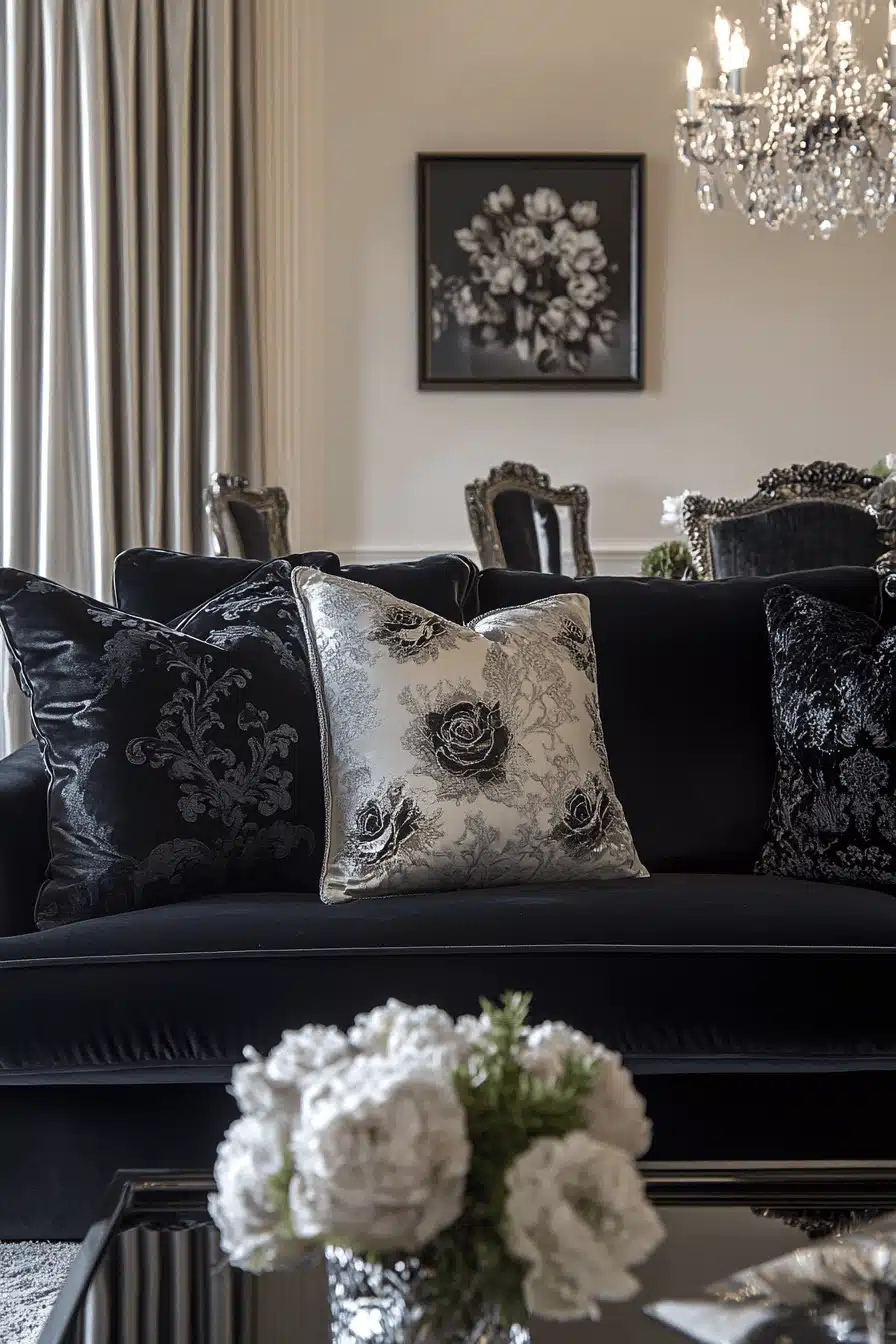 black and white living room decor