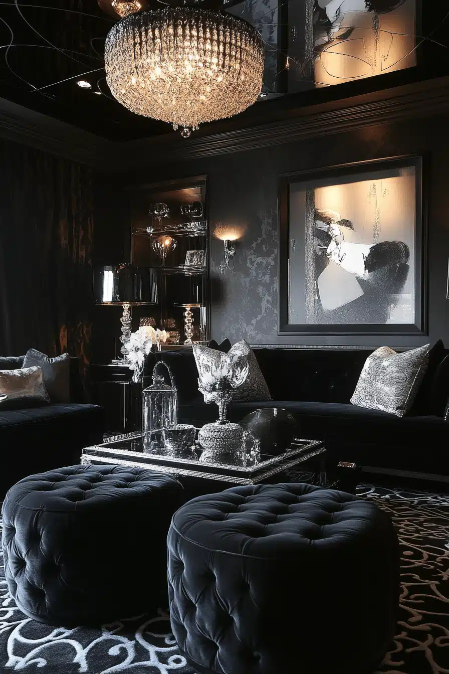 black and white living room decor