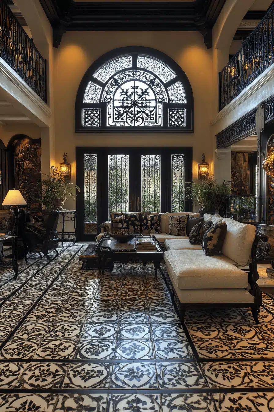 black and white living room decor