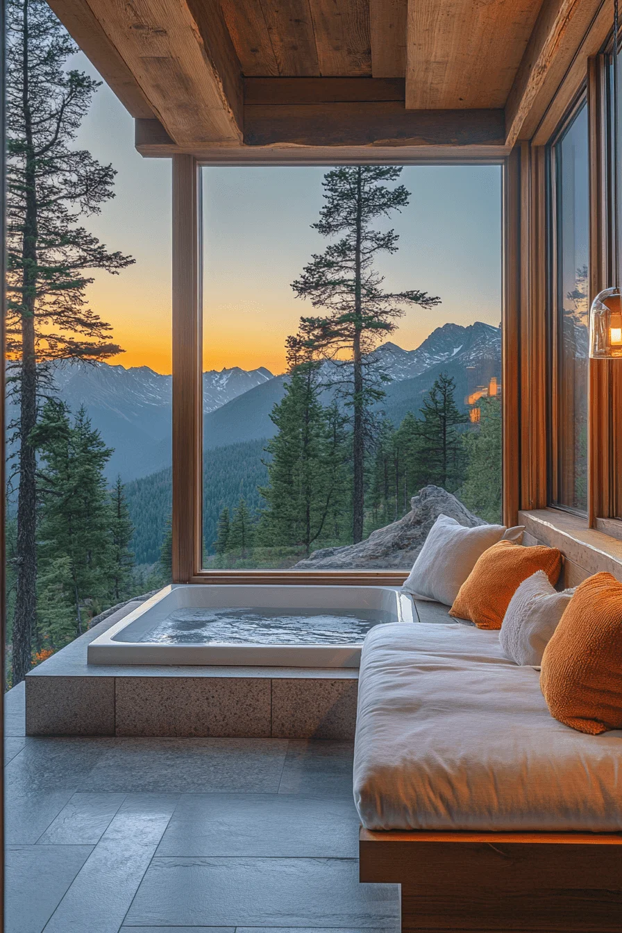 mountain view cabin bathroom