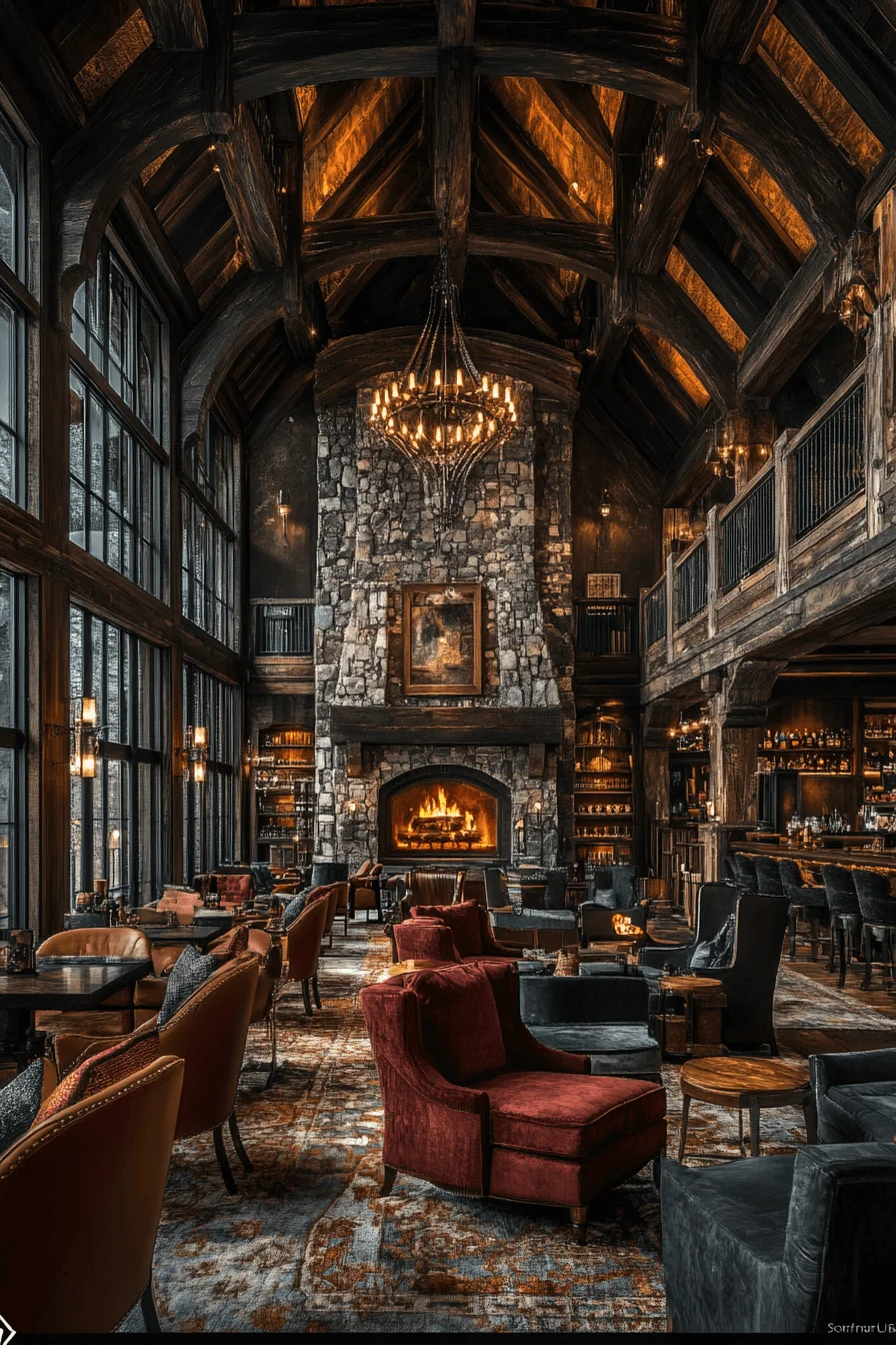 winter cabin interior