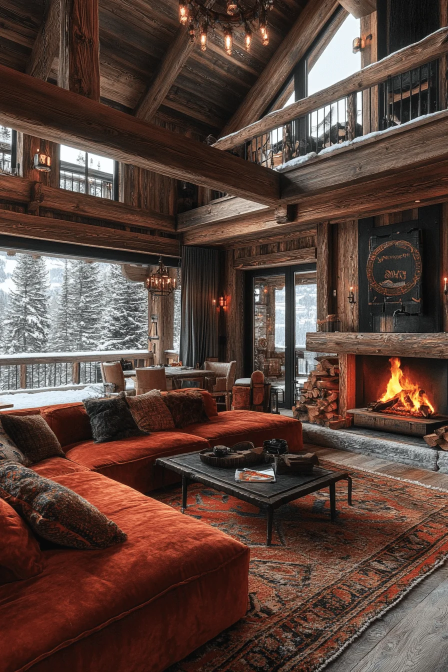winter cabin interior