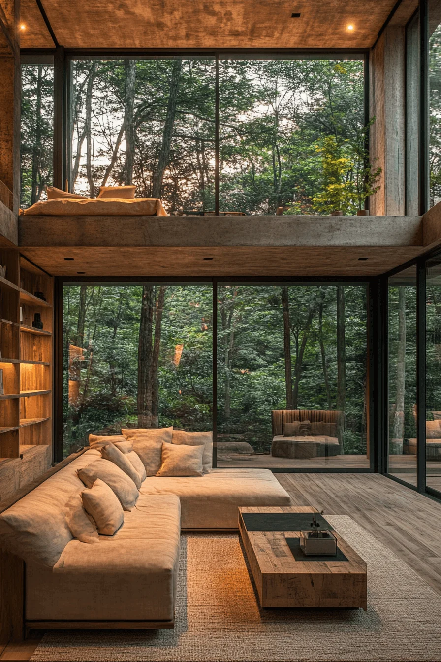 winter cabin interior