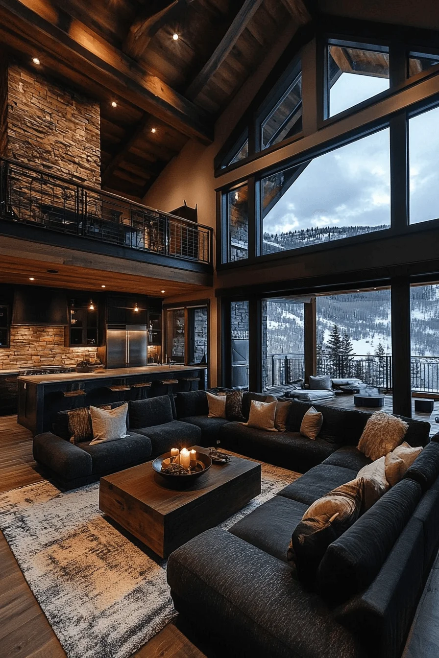 winter cabin interior