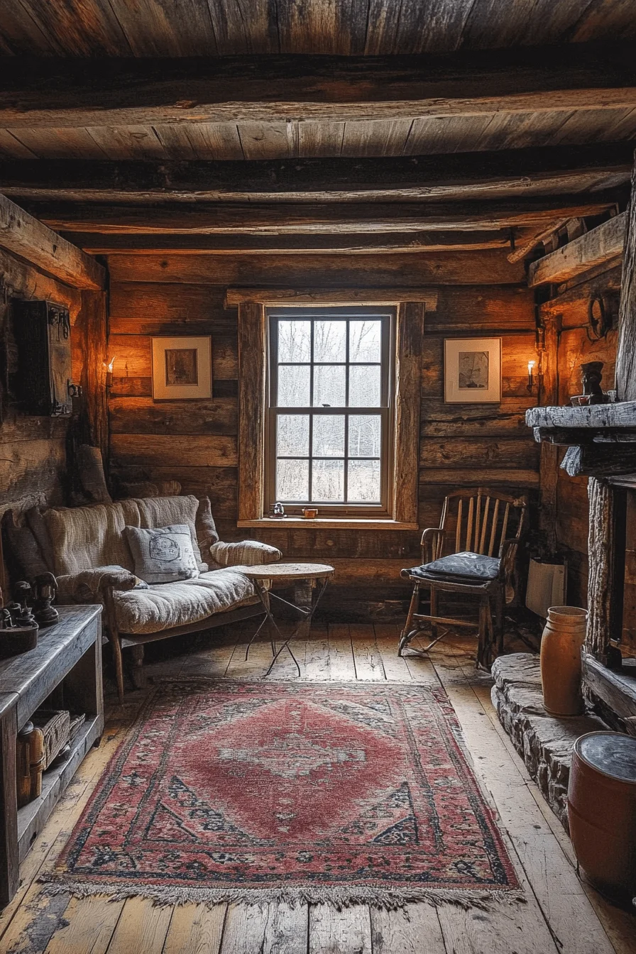 winter cabin interior