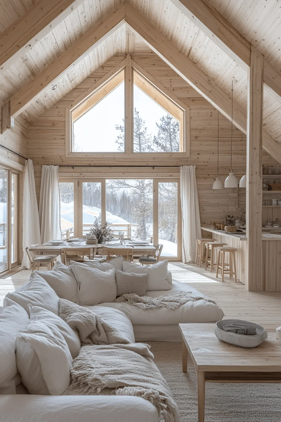winter cabin interior