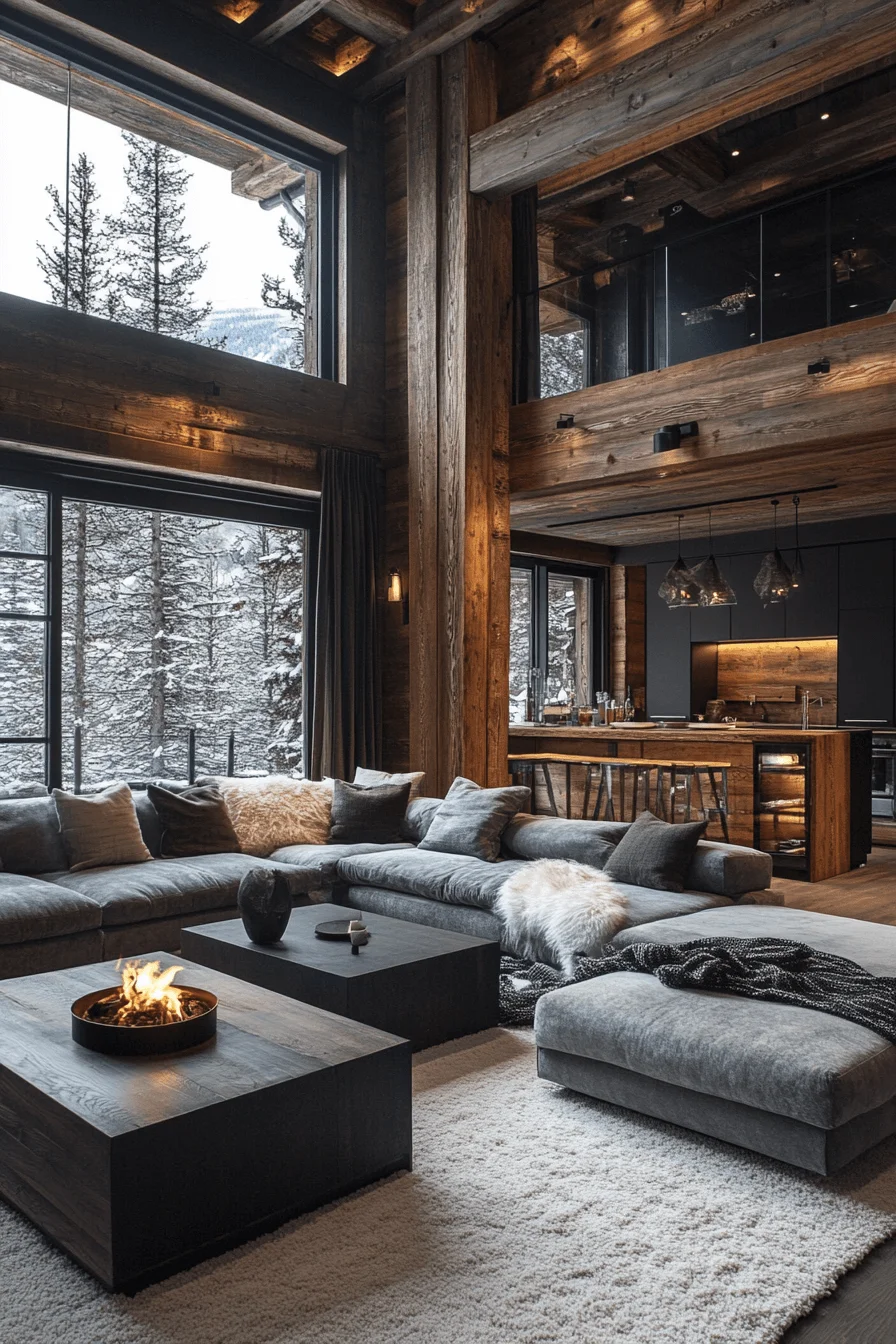 winter cabin interior