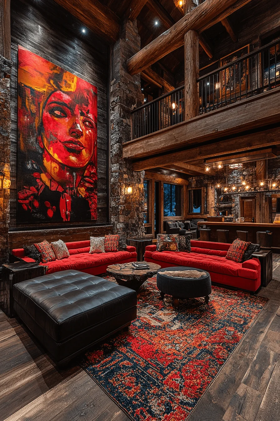 winter cabin interior