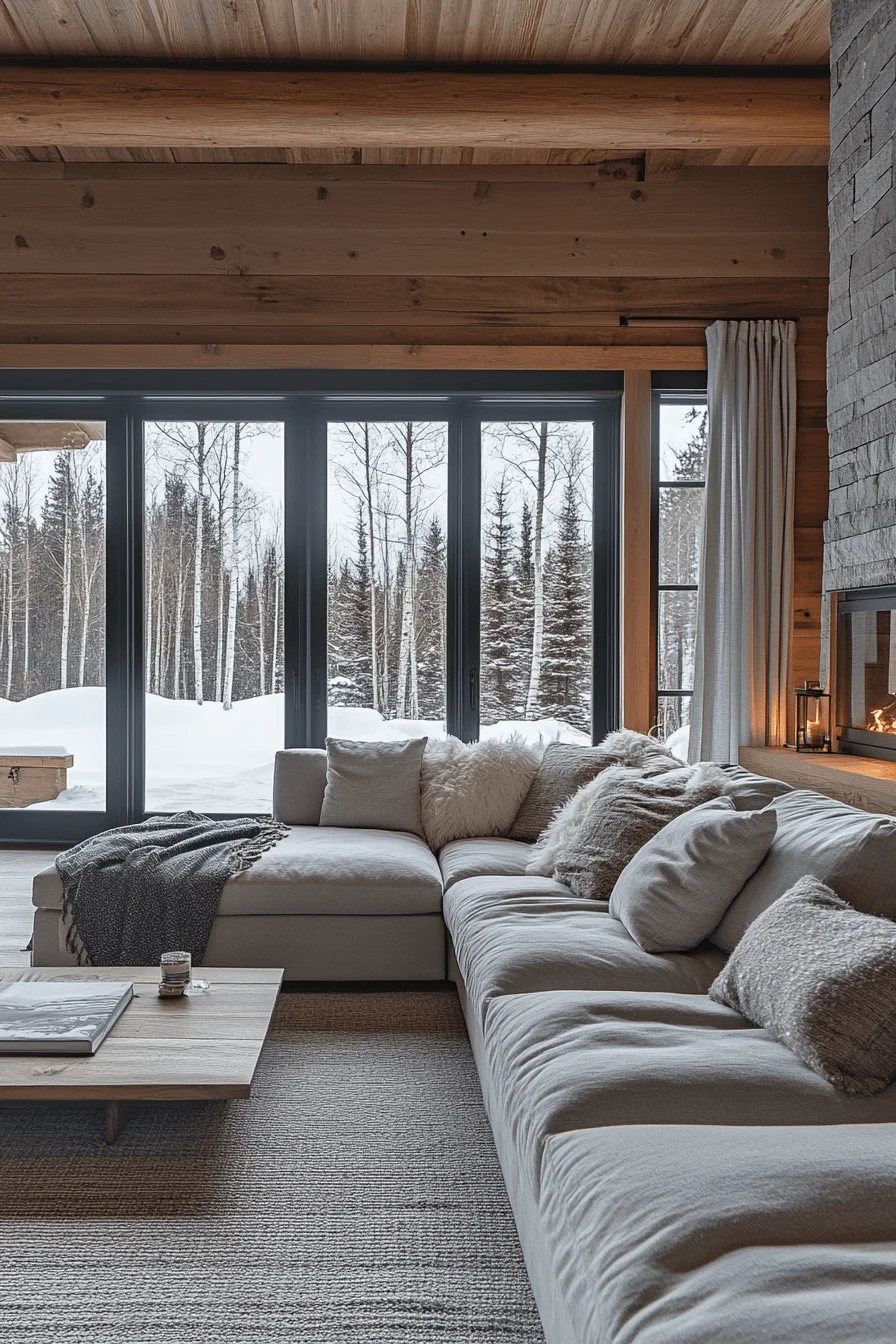 winter cabin interior
