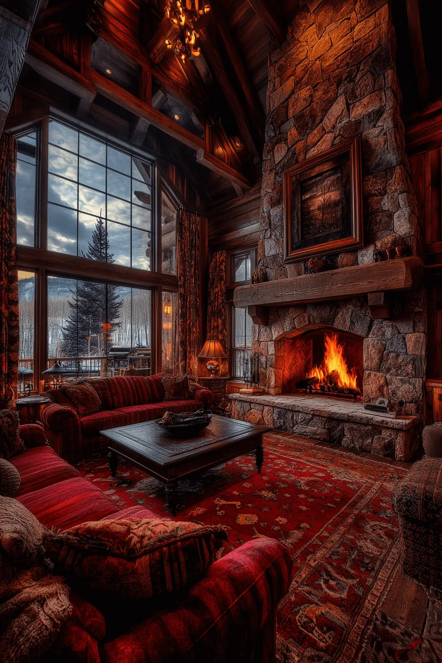 winter cabin interior