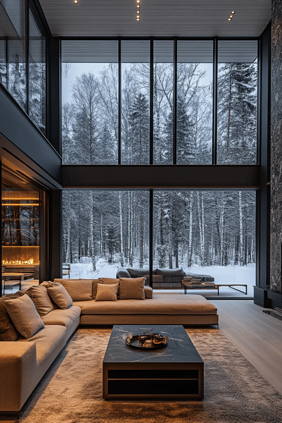 winter cabin interior