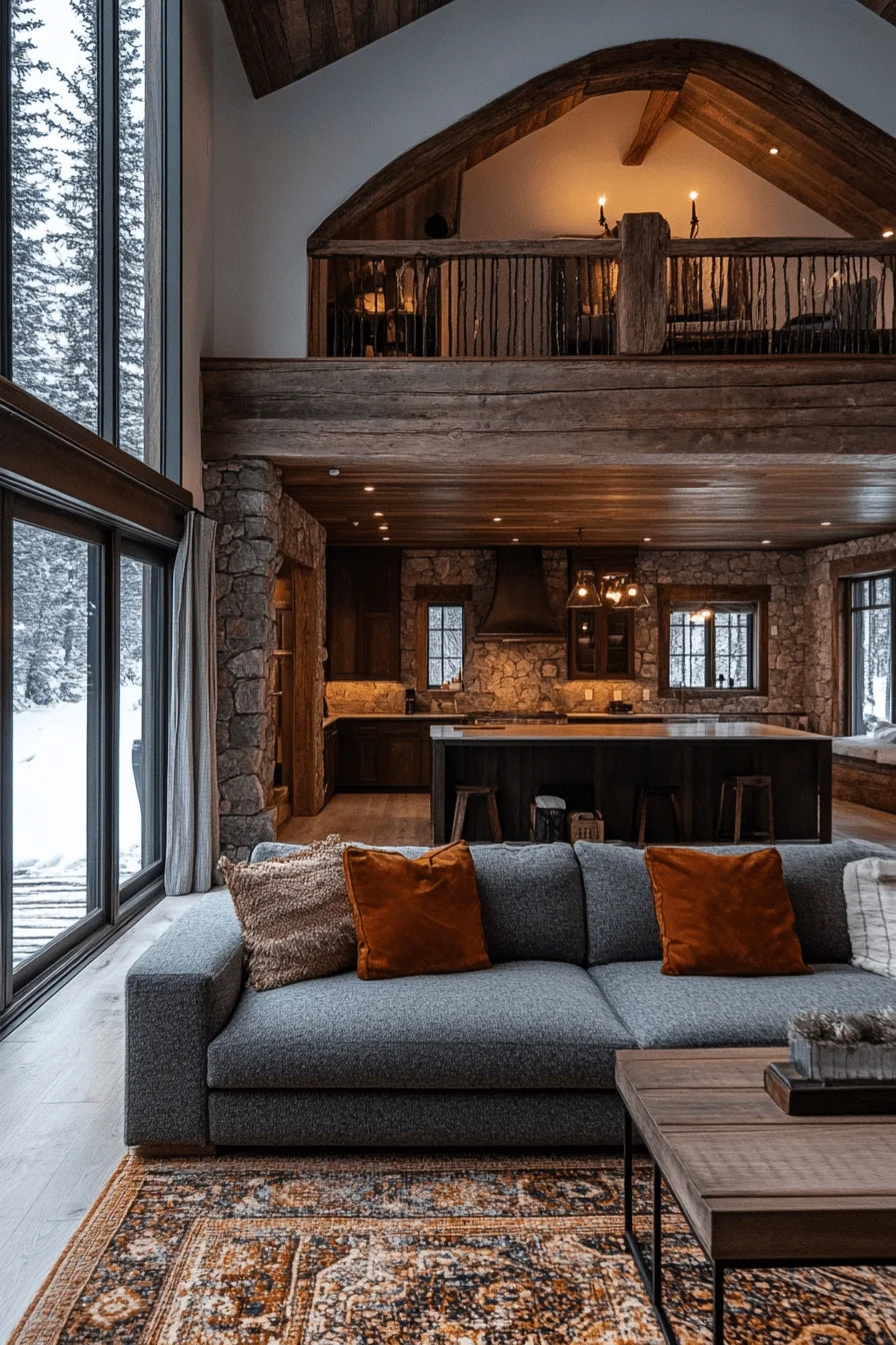 winter cabin interior