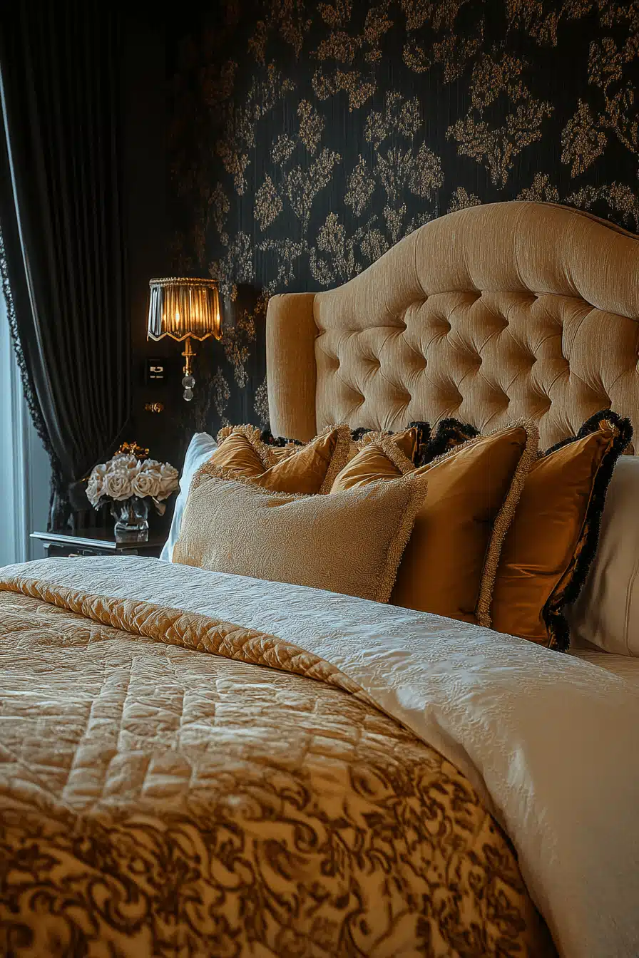 Gold accent bedroom ideas for women