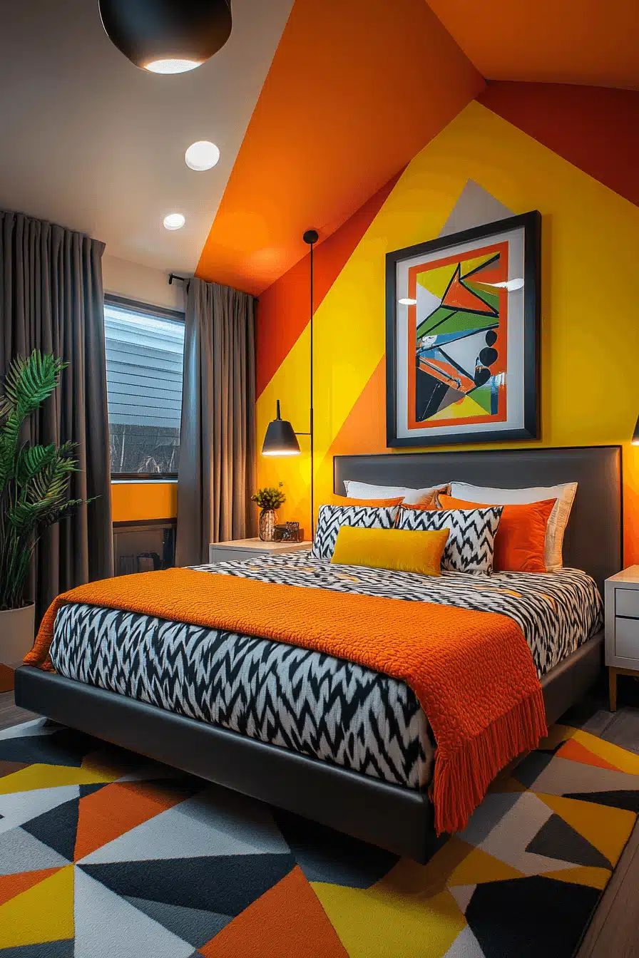 Geometric bedroom ideas for women