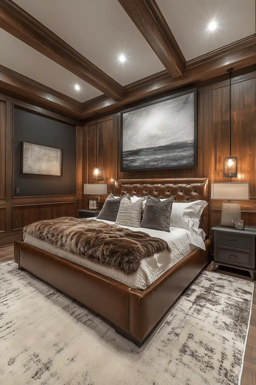 Leather and wood bedroom ideas for women