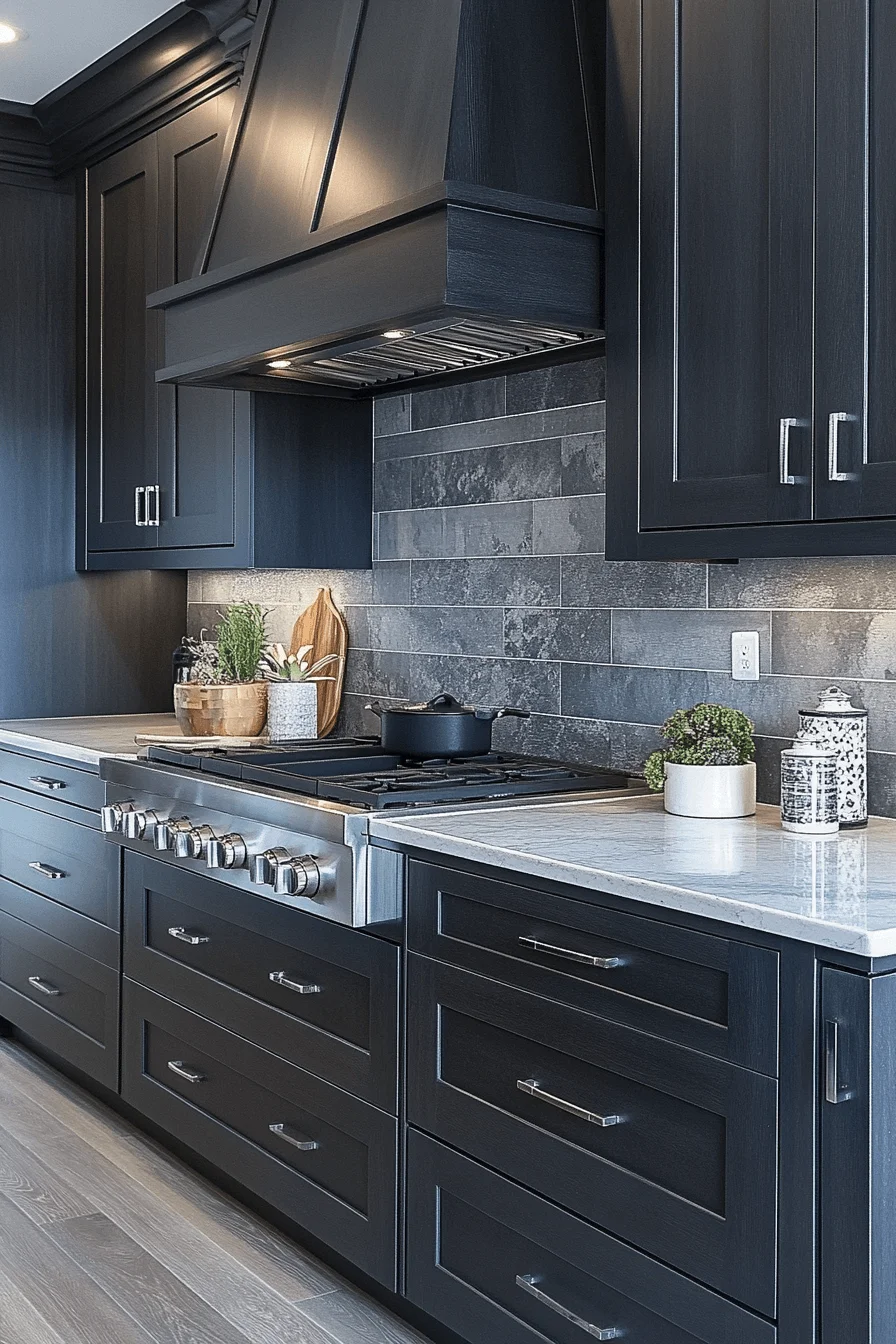 dark grey kitchen cabinets
