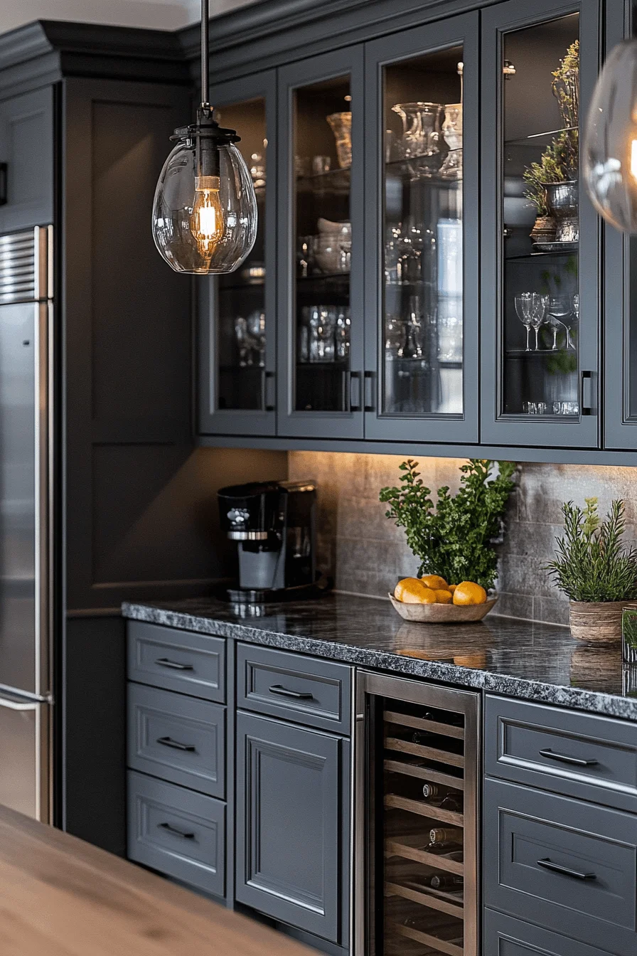dark grey kitchen cabinets