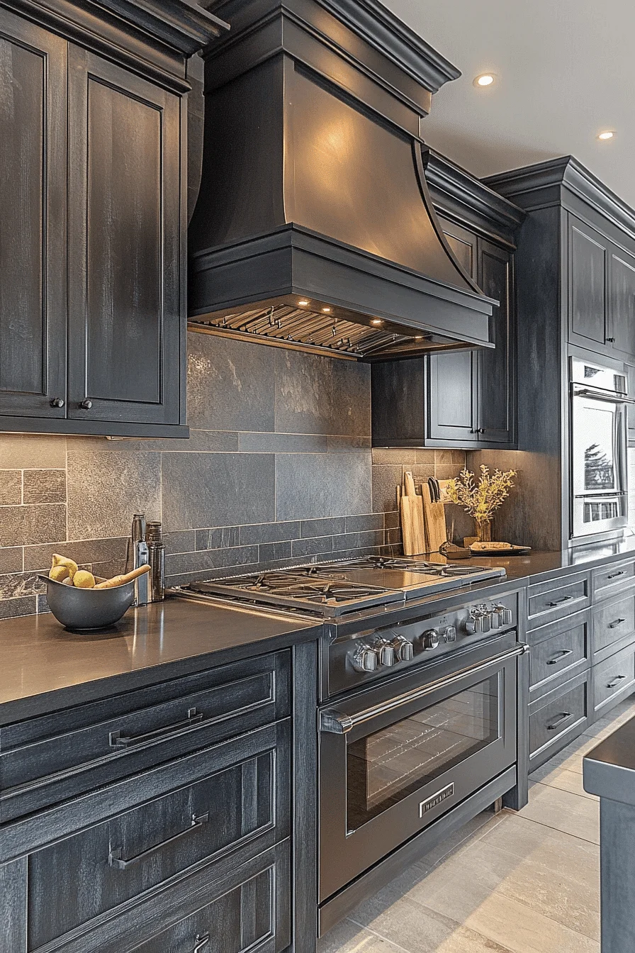 dark grey kitchen cabinets