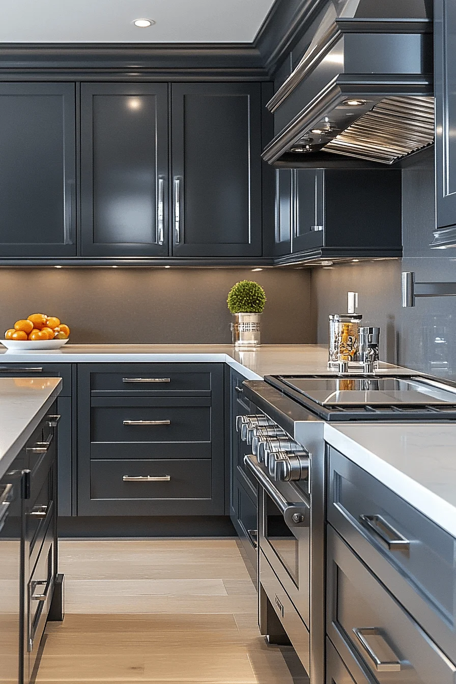 dark grey kitchen cabinets