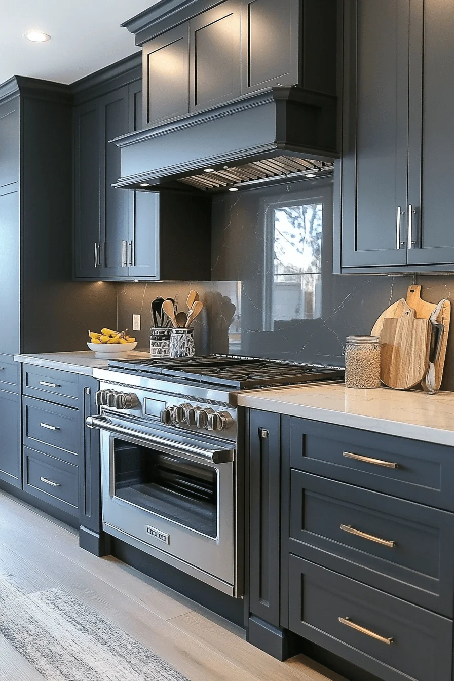 dark grey kitchen cabinets