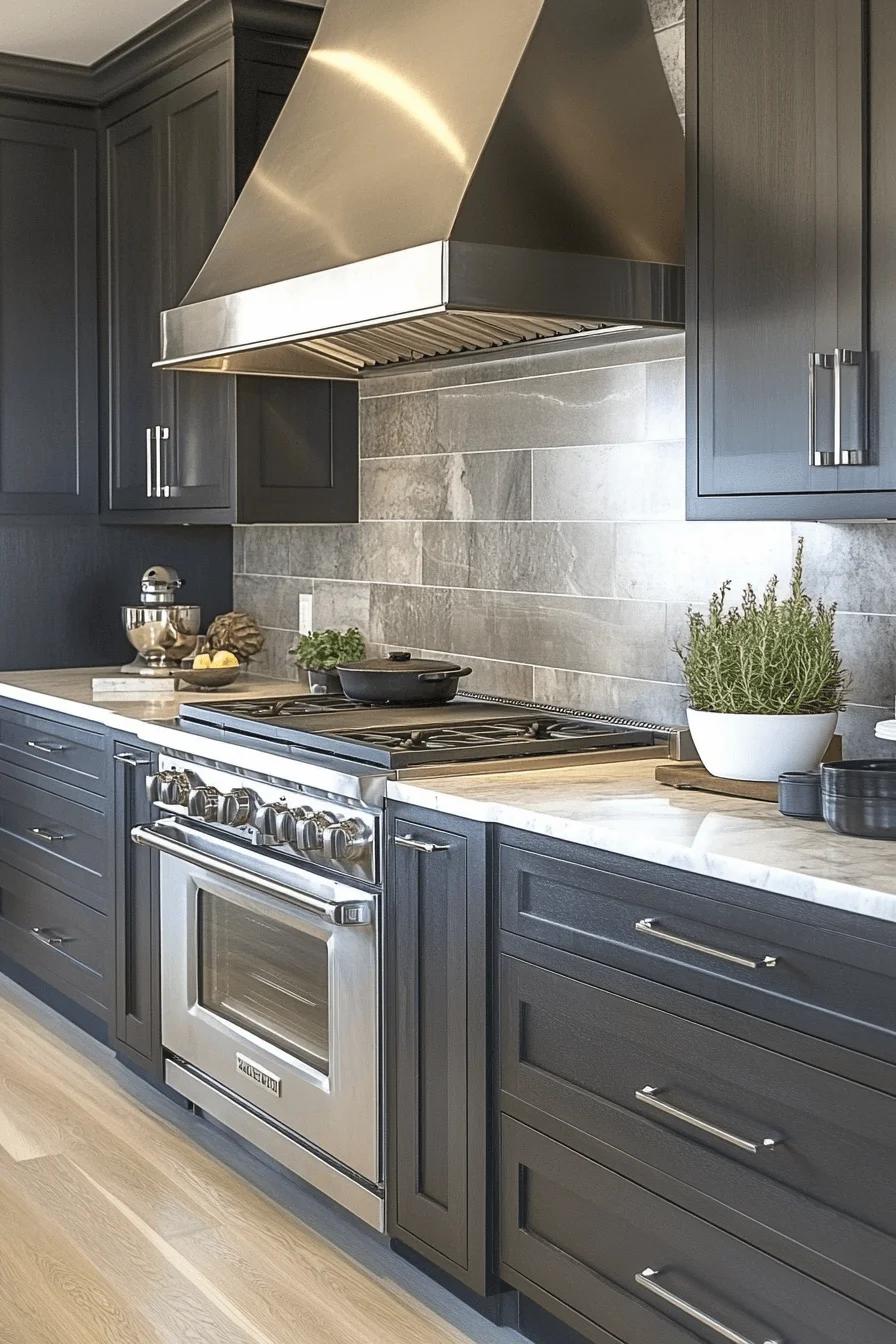 dark grey kitchen cabinets