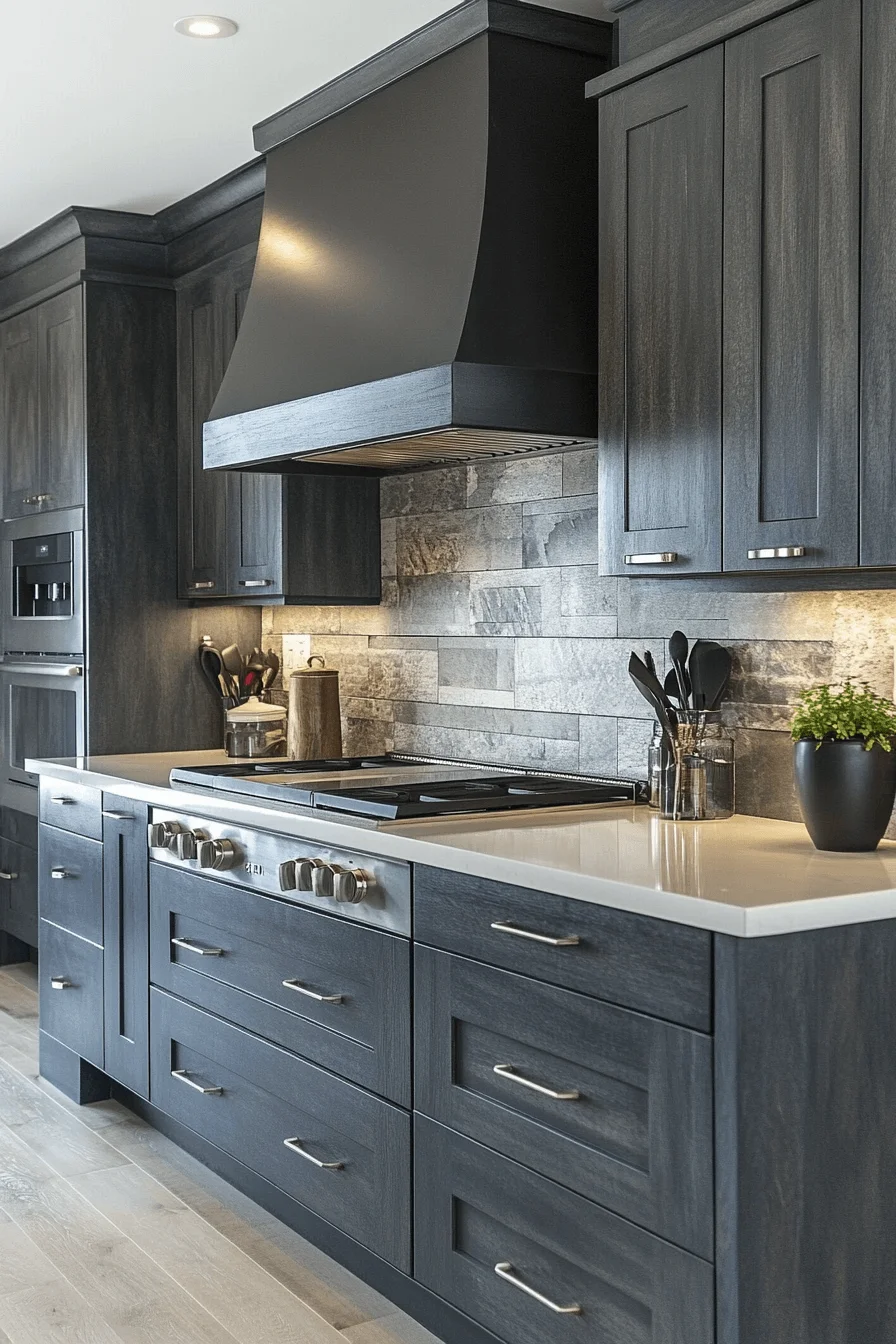 dark grey kitchen cabinets