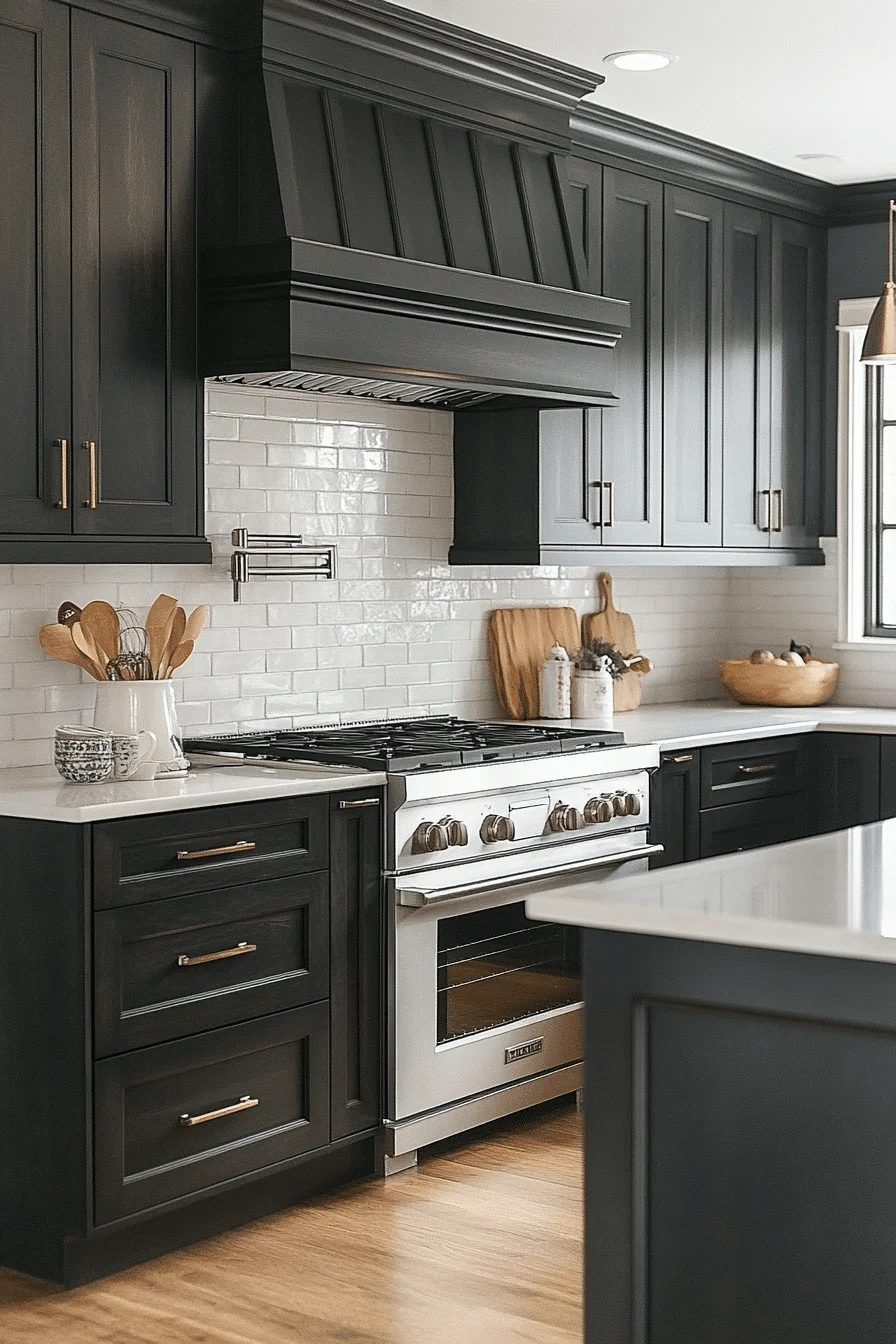 dark grey kitchen cabinets