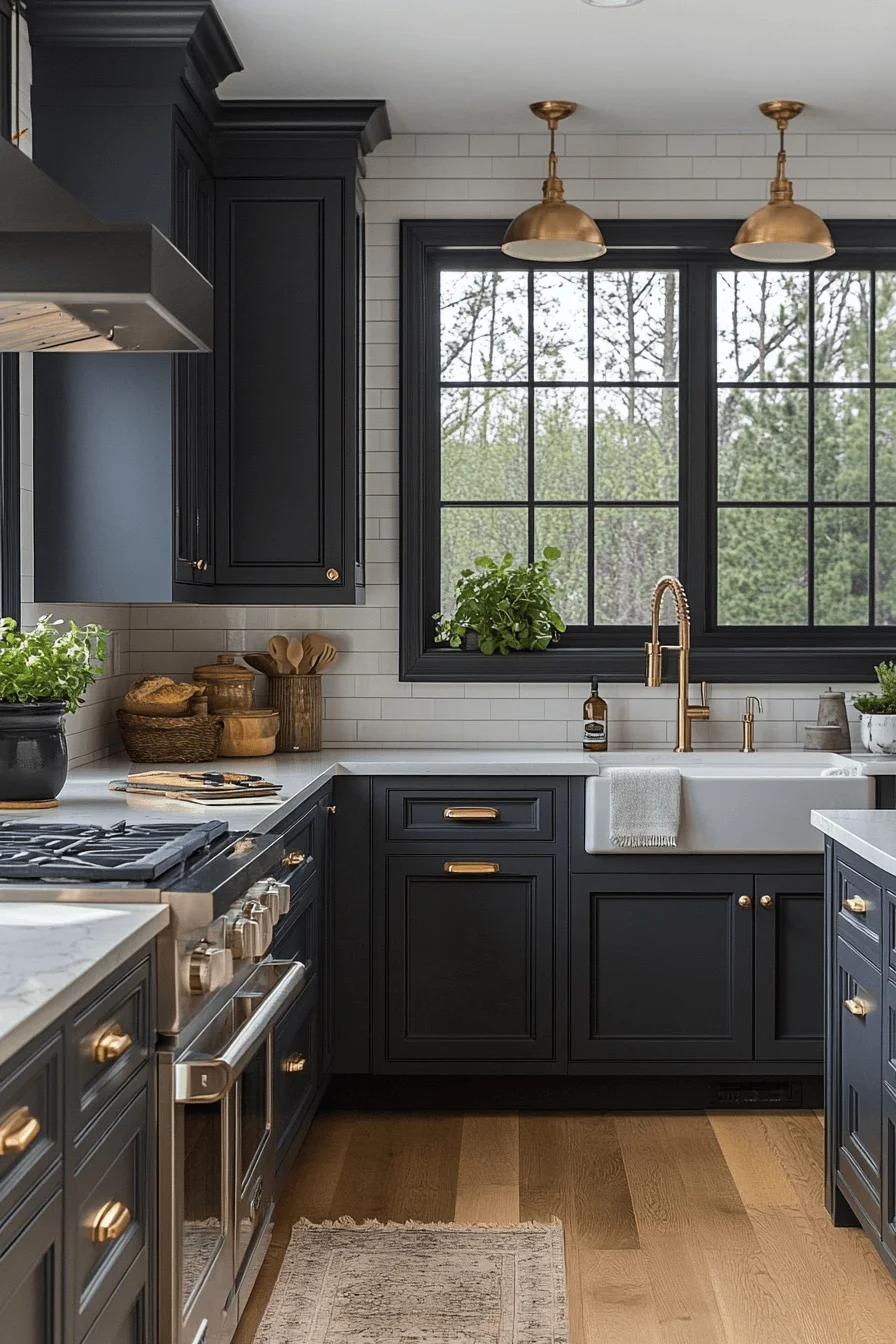 dark grey kitchen cabinets