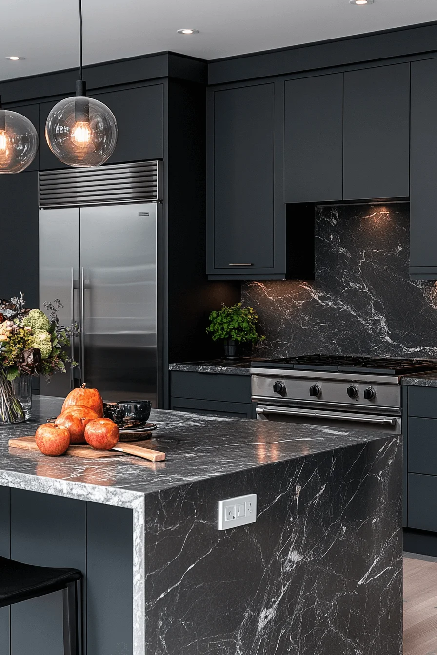 dark grey kitchen cabinets