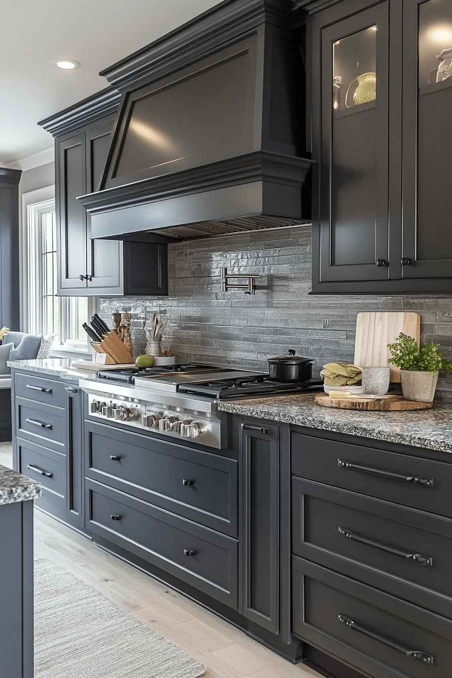dark grey kitchen cabinets