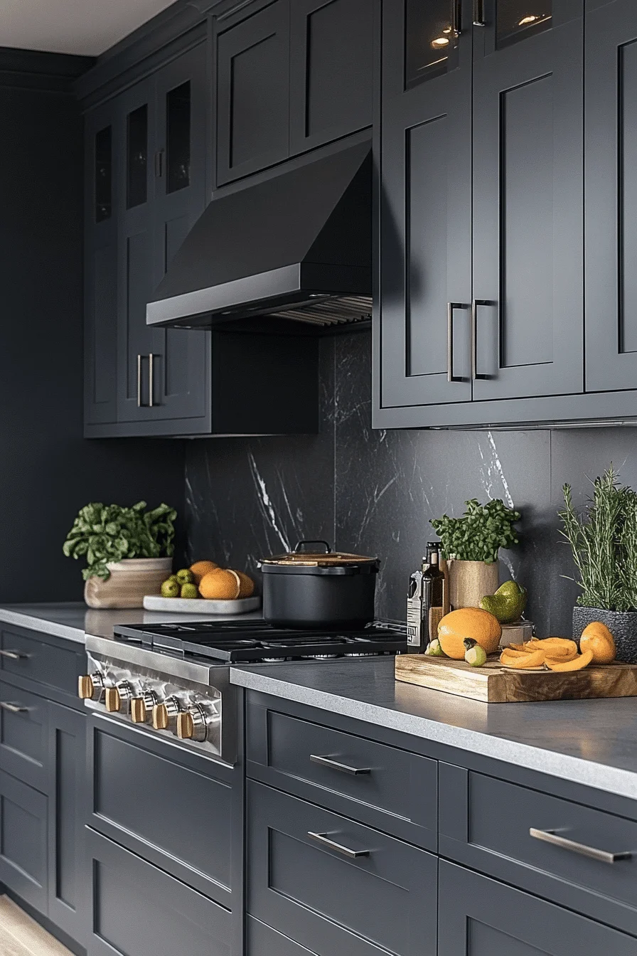dark grey kitchen cabinets