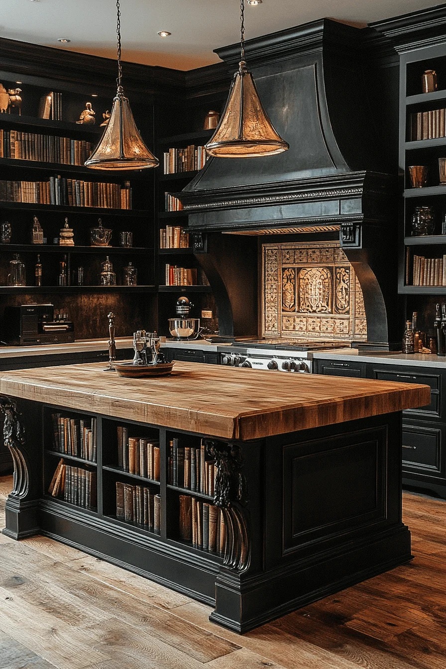 dark academia kitchen