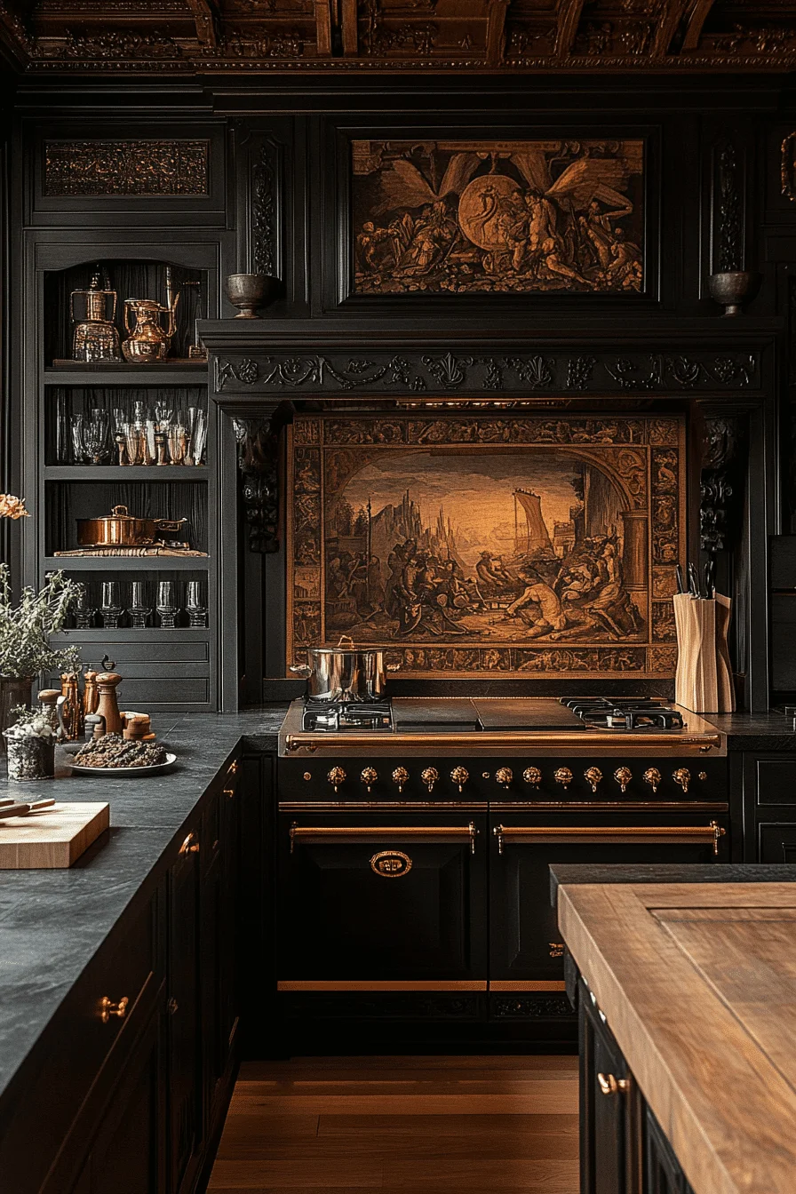 dark academia kitchen