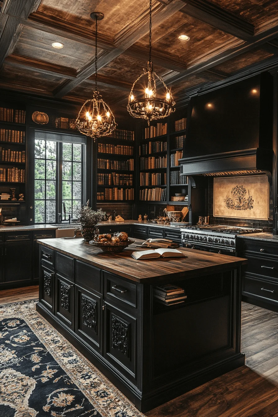 dark academia kitchen