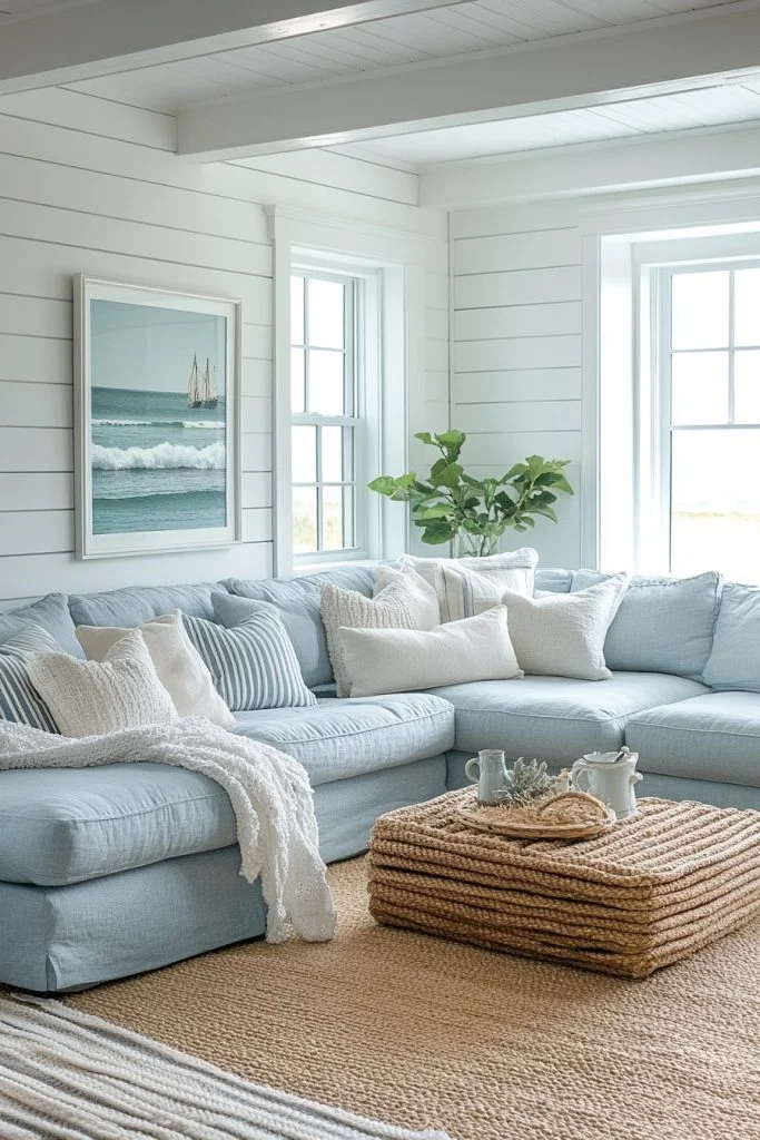 Coastal Charm with a Sea-Inspired Blue Sofa